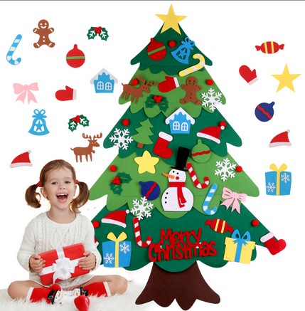 Fidtoy Felt Christmas Tree Wall-Mountable DIY Holiday Decoration for Kids