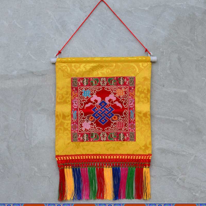 Buddha Stones Vajra Auspicious Symbols Spiritual Power Wall Art Wall Art BS The Knot of Eternity Red