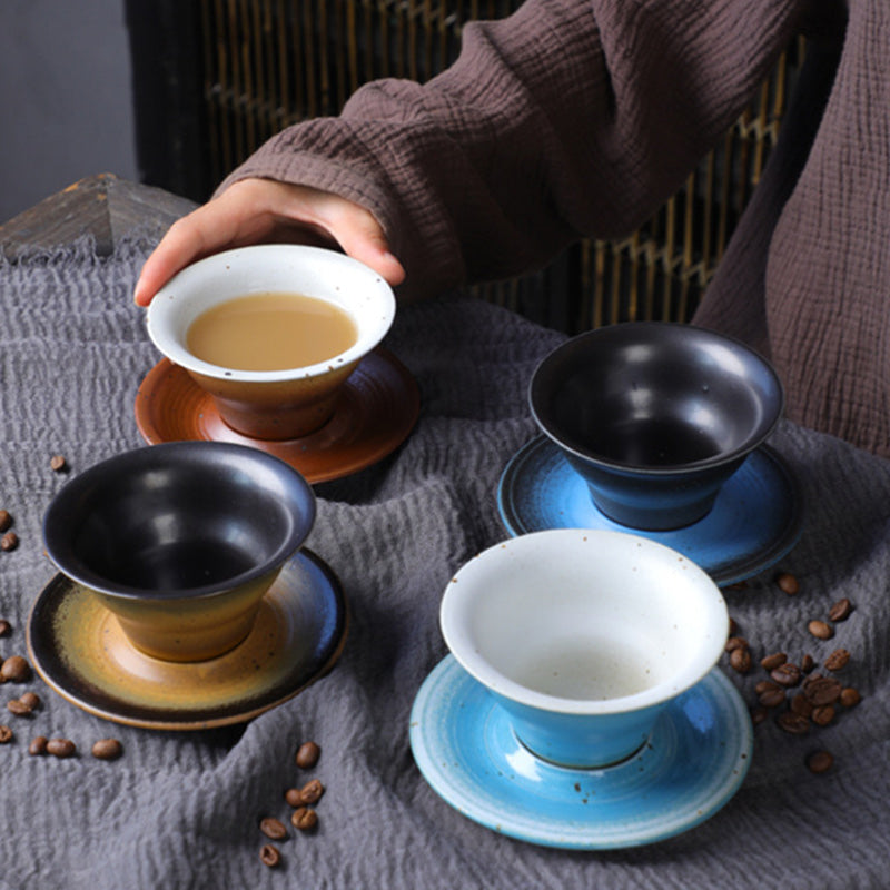 Buddha Stones Planet Design Ceramic Coffee Mug Rough Pottery Tea Coffee Cup With Saucer Coffee Mug BS 1