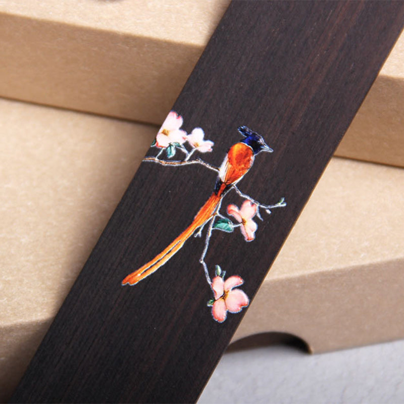 Buddha Stones Oriole Bird Flower Ebony Wood Bookmarks With Gift Box Bookmarks BS 2