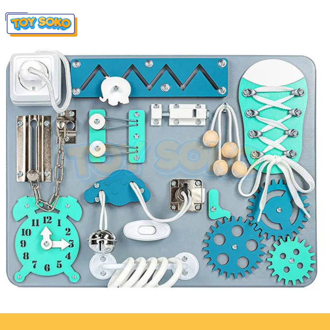 Fidtoy 14-in-1 Sensory Busy Board Wooden Learning Toy