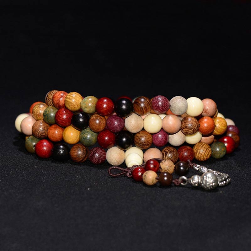 Buddha Stones 108 Beads Wenge Wood Mala Blessing Meditation Bracelet - image 5