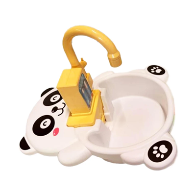 Fidtoy Panda Electric Kitchen Sink Circulating Water Pretend Play Set Plastic Role Play Sink Toy with 14 Accessories for Kids Ages 2-6