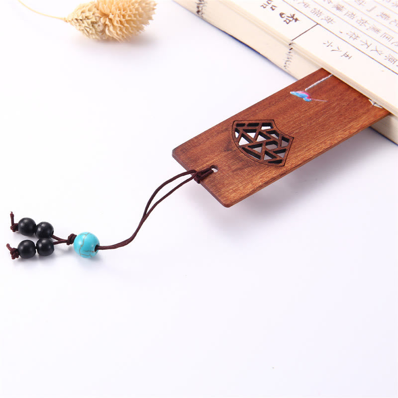 Buddha Stones 4Pcs Four Seasons Plum Orchid Bamboo Chrysanthemum Peking Opera Mask Wood Bookmarks With Gift Box Bookmarks BS 7