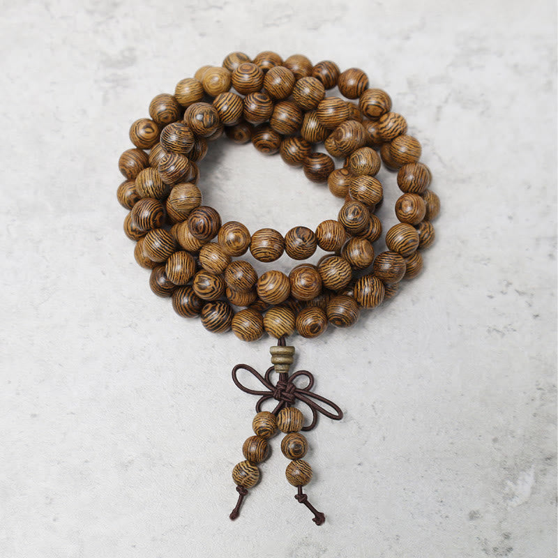 Buddha Stones 108 Mala Beads Bracelet Prayer Meditation Sandalwood Elastic Bracelet BS Wenge Wood