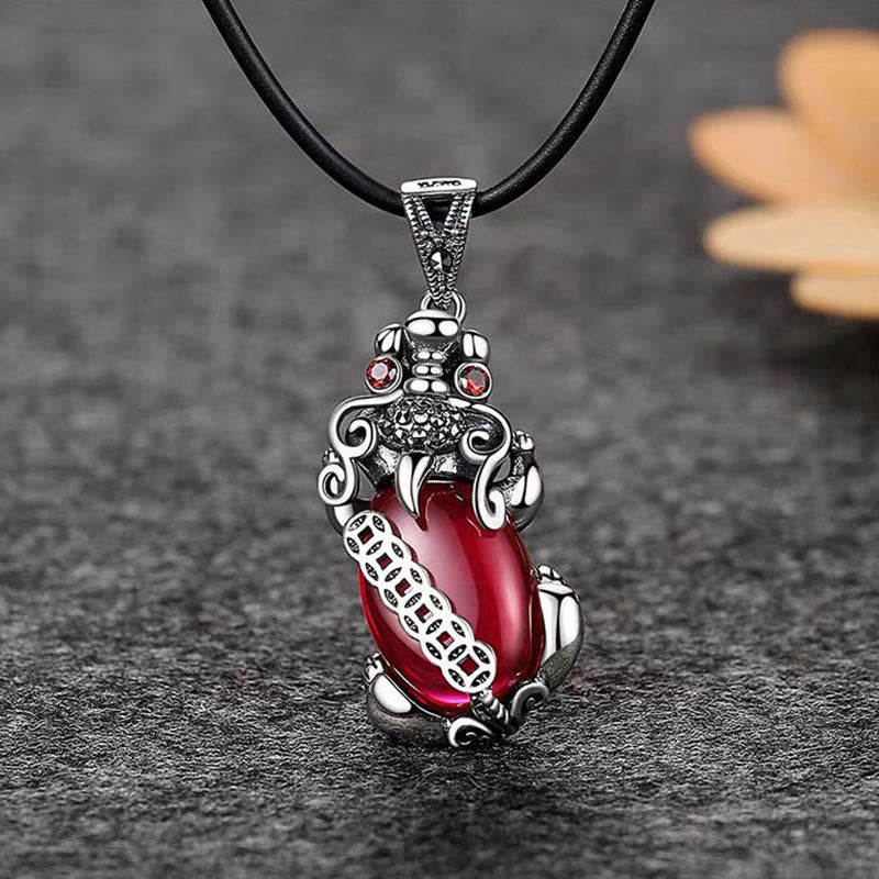 Buddha Stones PiXiu Garnet Copper Coin Wealth Luck Necklace Pendant Necklaces & Pendants BS 6