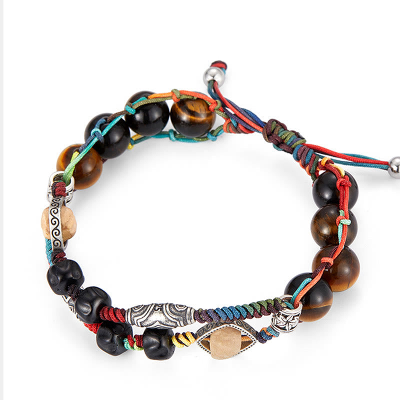 Buddha Stones 925 Sterling Silver Tiger's Eye Bodhi Seed Handmade Courage Bracelet Bracelet BS 2