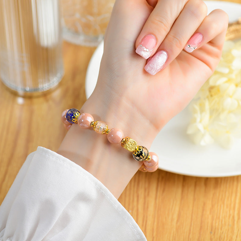 Buddha Stones Tibetan Incense Ash Liuli Glass Bead Luck Protection Nine-Tailed Fox Bracelet Bracelet BS 4