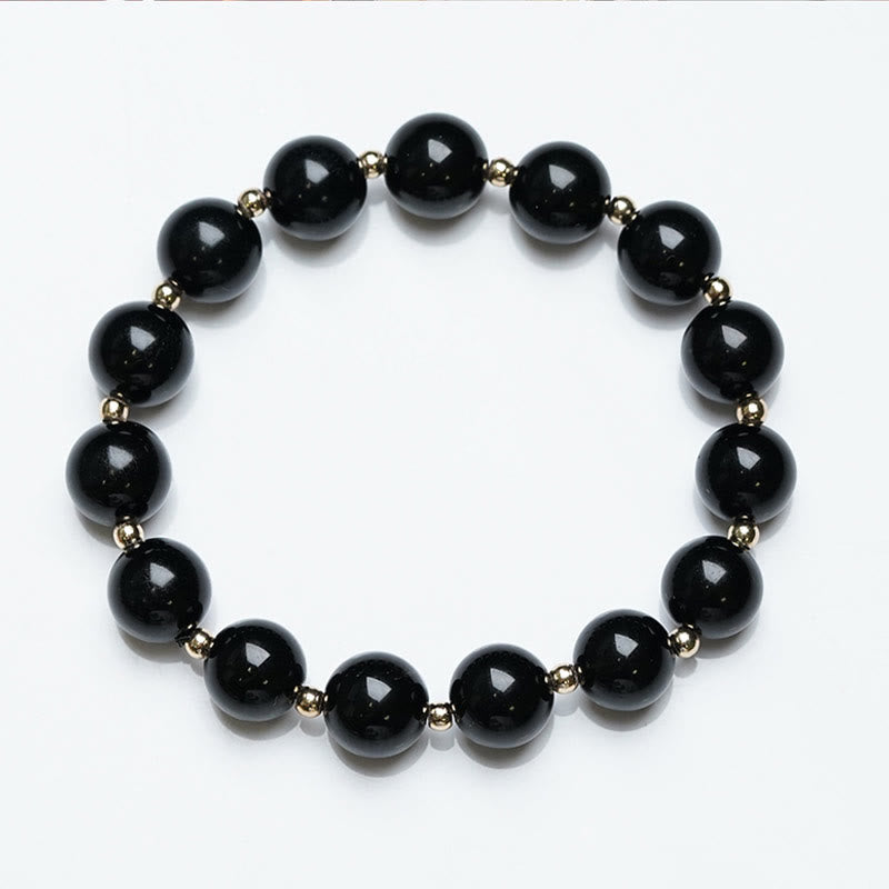 Buddha Stones 2Pcs Black Onyx Bead Support Protection String Bracelet Bracelet BS 3