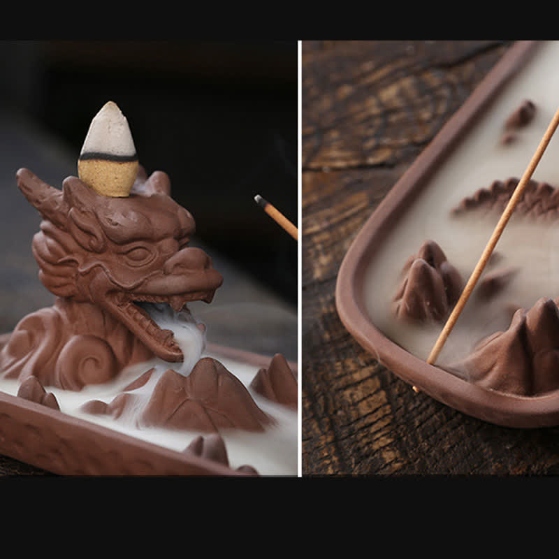 Buddha Stones Dragon Mountain Strength Ceramic Incense Burner Decoration Incense Burner BS 15