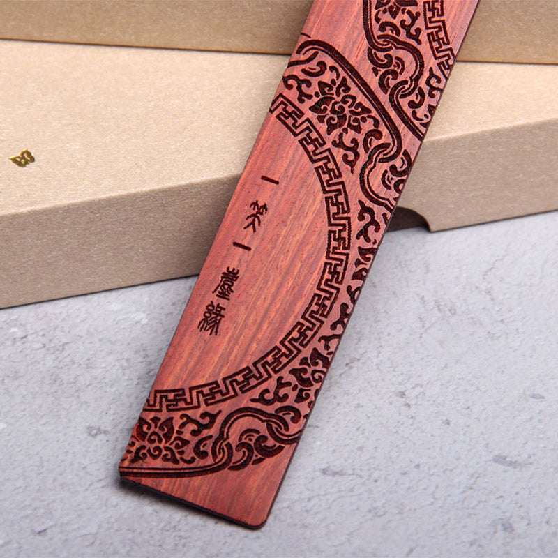 Marque-pages Foviel Zen Enlightenment en bois d'ébène et bois de santal rouge à petites feuilles avec coffret cadeau