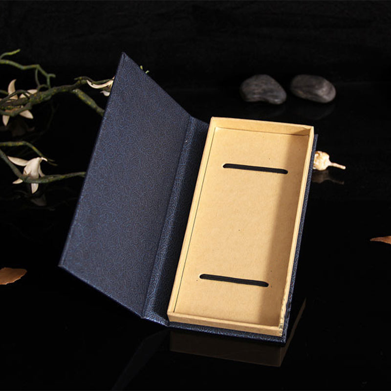 Marque-pages Foviel Zen Enlightenment en bois d'ébène et bois de santal rouge à petites feuilles avec coffret cadeau
