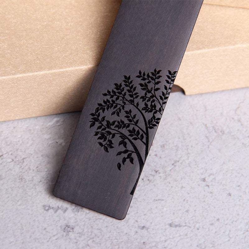 Foviel Sun Tree Ebenholz Holz kleine Blatt rote Sandelholz Lesezeichen mit Geschenk-Box