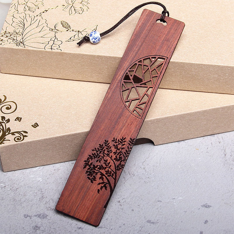 Foviel Signets « Arbre de vie » en bois d'ébène et bois de santal rouge, avec coffret cadeau