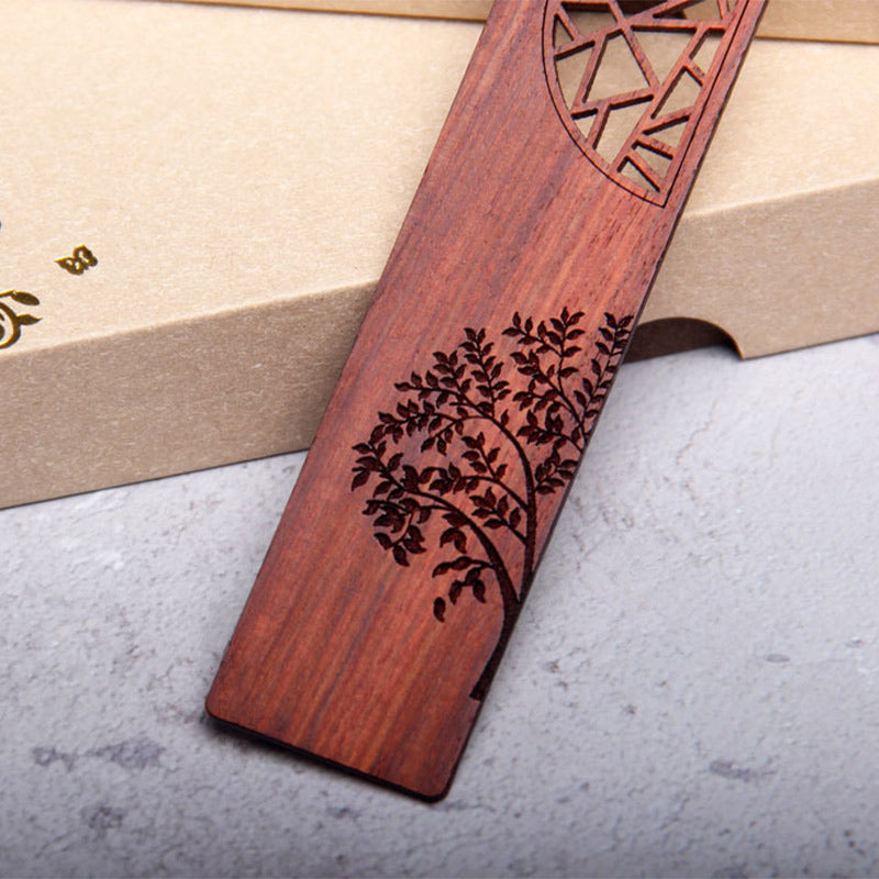 Foviel Signets « Arbre de vie » en bois d'ébène et bois de santal rouge, avec coffret cadeau