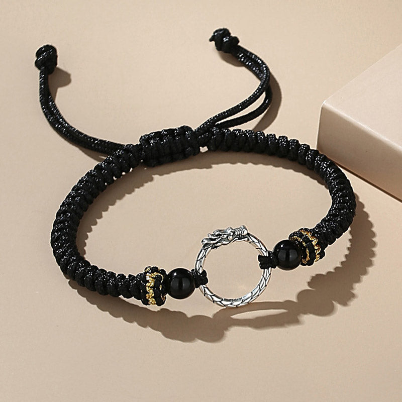 Bracelet de couple Foviel fait main en argent sterling 925, motif dragon et phénix, boucle de paix, porte-bonheur