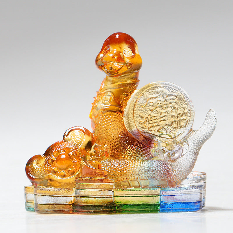 Buddha Stones Year of the Dragon Handmade 12 Chinese Zodiac Liuli Crystal Art Piece Protection Home Office Decoration - Snake About 8.5*5.5*8cm - image 11