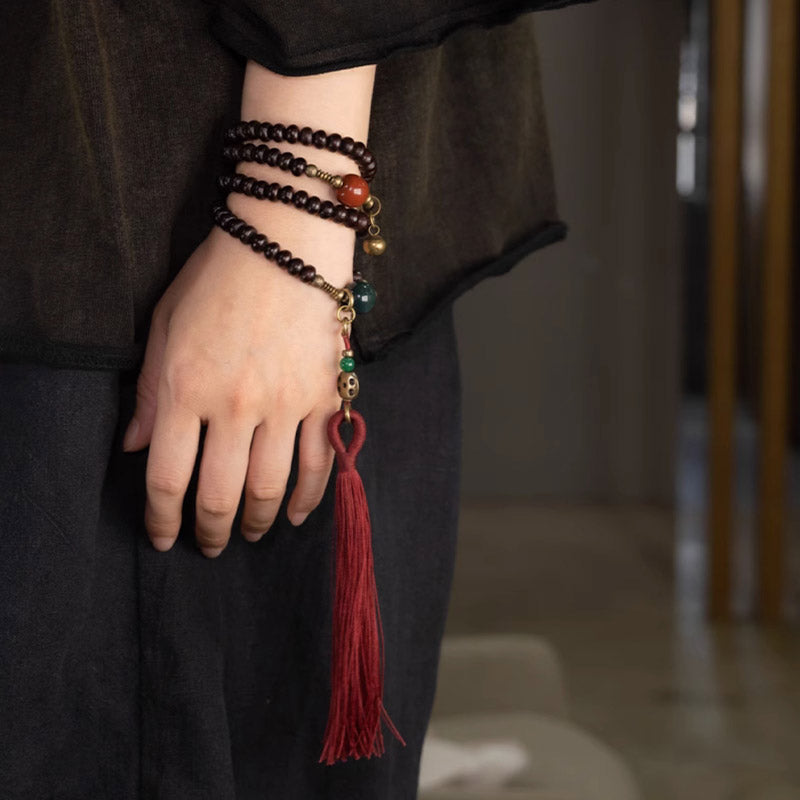Buddha Stones 108 Mala Beads Natural Tibet Purple Bodhi Seed Auspiciousness Bracelet - image 8