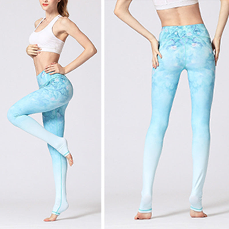 Foviel Lotus Flower Floral Print Design Pants Sports Fitness Yoga Leggings Women's Yoga Pants