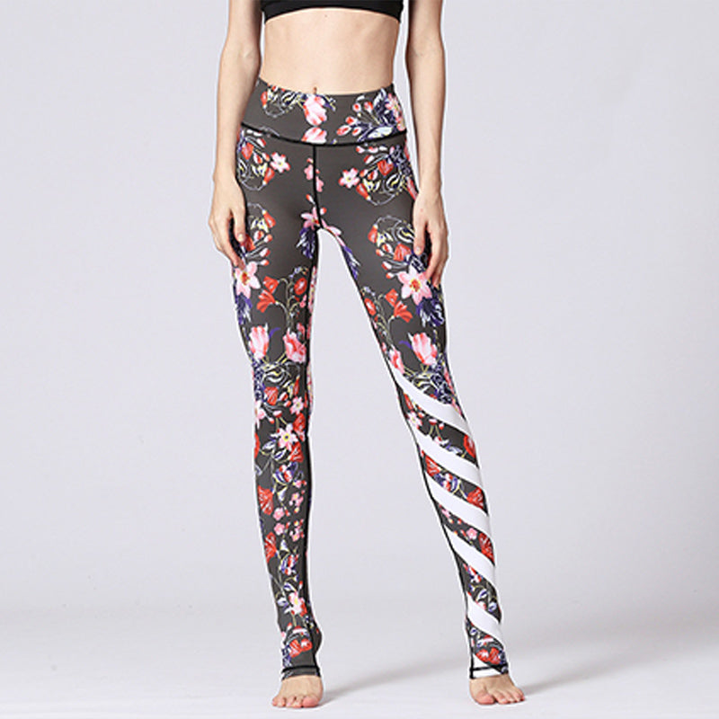 Foviel Lotus Flower Floral Print Design Pants Sports Fitness Yoga Leggings Women's Yoga Pants