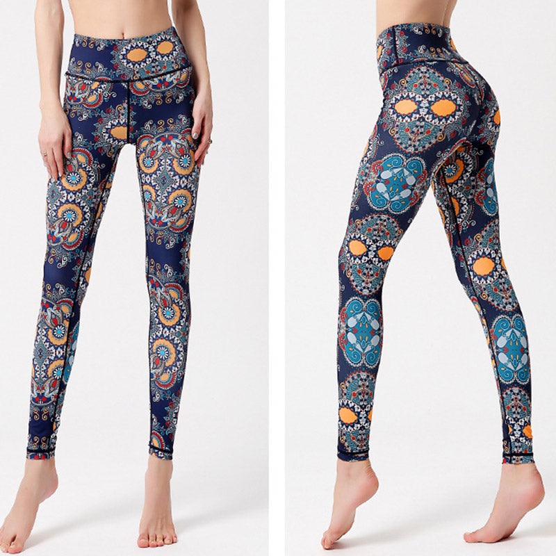 Foviel Flowers Leaves Birds Print Pants Sports Fitness Yoga Dance Leggings Women's Yoga Pants