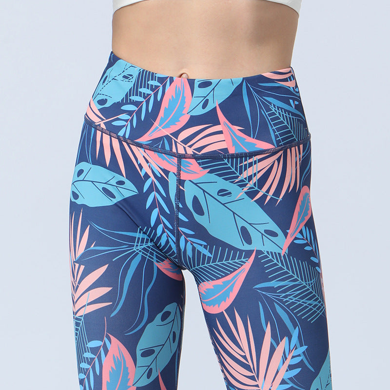 Buddha Stones Leaves Print Pants Sports Fitness Yoga High Waist Leggings Women's Yoga Pants - image 19