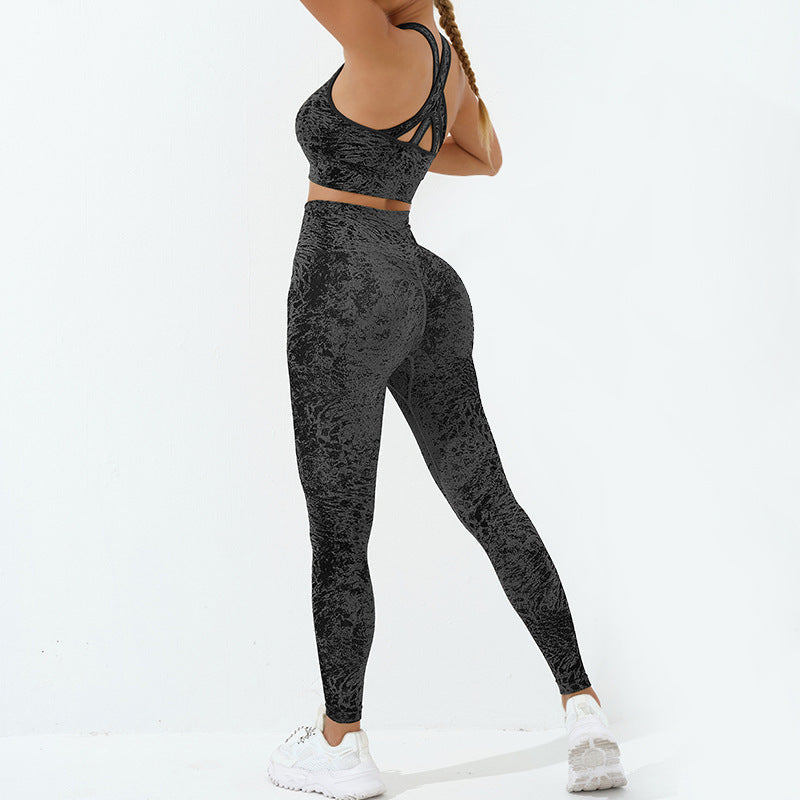 Buddha Stones 2Pcs Seamless Print Fitness Crop Tank Top Pants Sports Gym Outfits Women's Yoga Sets - Black - US6,UK/AU10,EU38 (L) - image 8