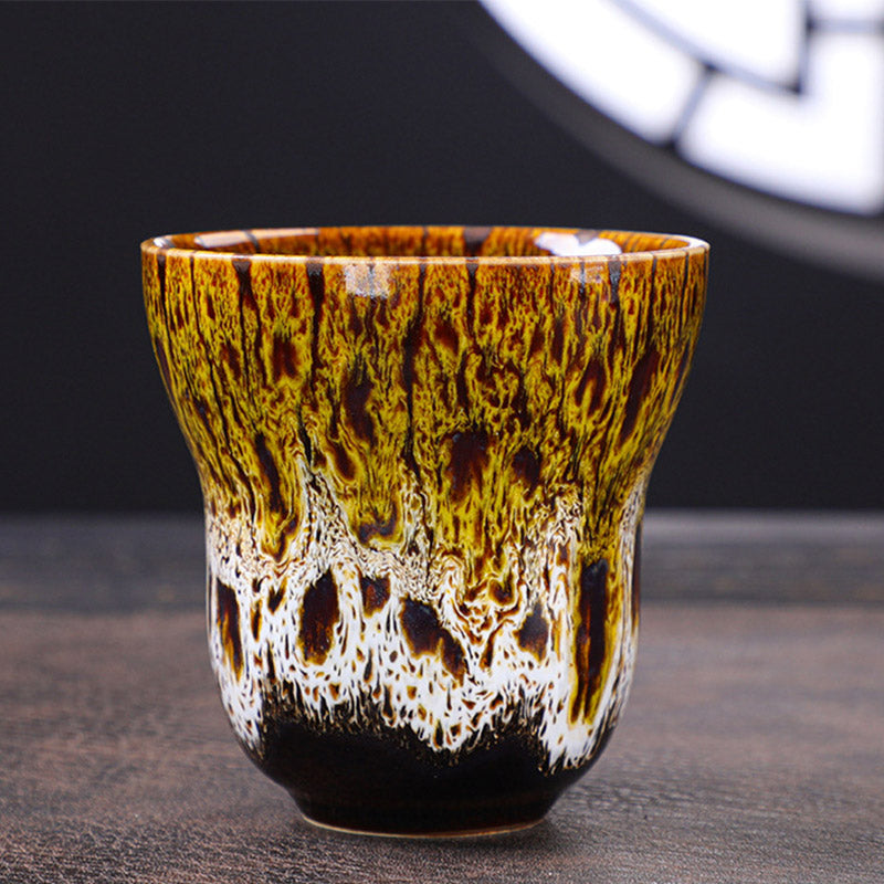 Buddha Stones Vintage Kiln Change Design Ceramic Coffee Mug Tea Cup 150ml - Yellow White 7.5cm*7.5cm*150ml - image 10