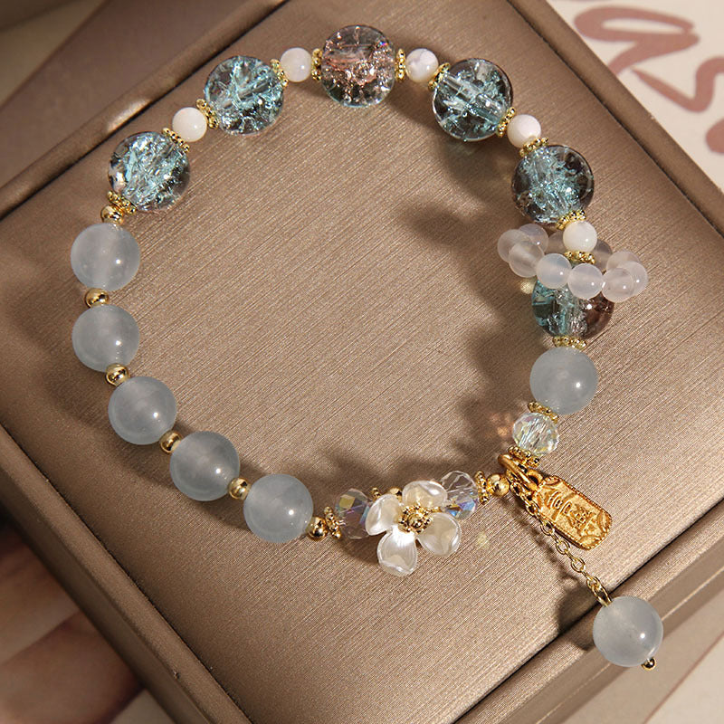 Buddha Stones "Wishing You Healing and Grace" Blue Chalcedony Bracelet Includes Gift Message Card - image 3