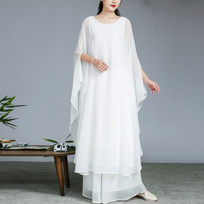 Buddha Stones Simple Pattern Midi Dress Wide Leg Pants Meditation Spiritual Zen Practice Yoga Dance Clothing - image 2