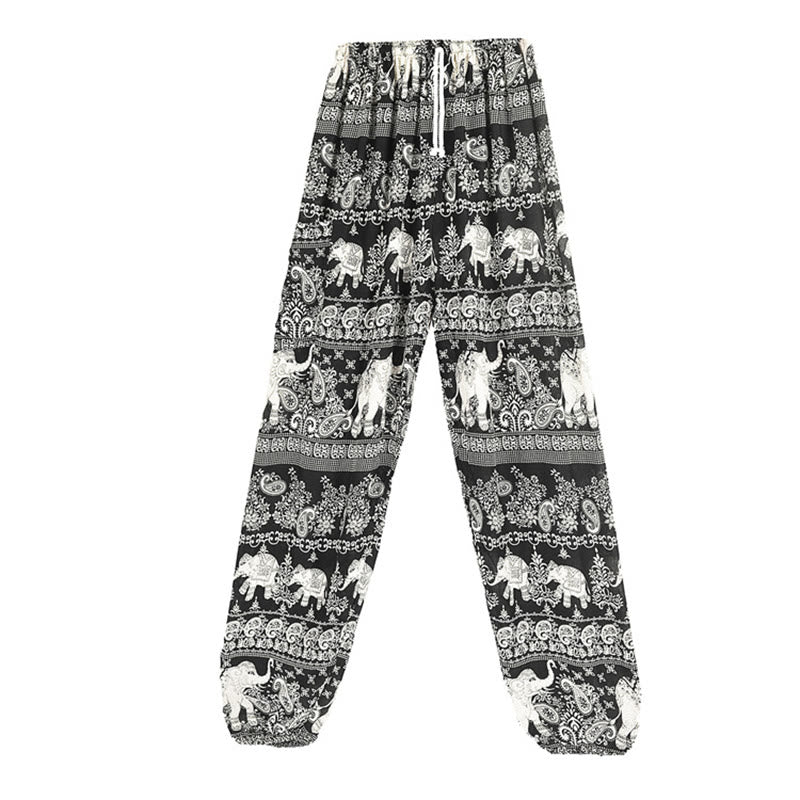 Buddha Stones Boho Loose Elephant Pattern Harem Trousers Women's Yoga Pants - Black-US2-8/10,UK/AU6-12/14,EU34-40/42 (F) - image 9