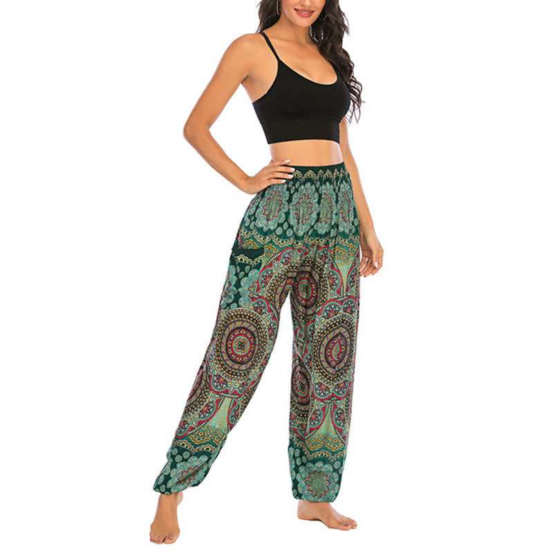 Foviel Boho Loose Round Geometric Pattern Harem Trousers Women's Yoga Pants