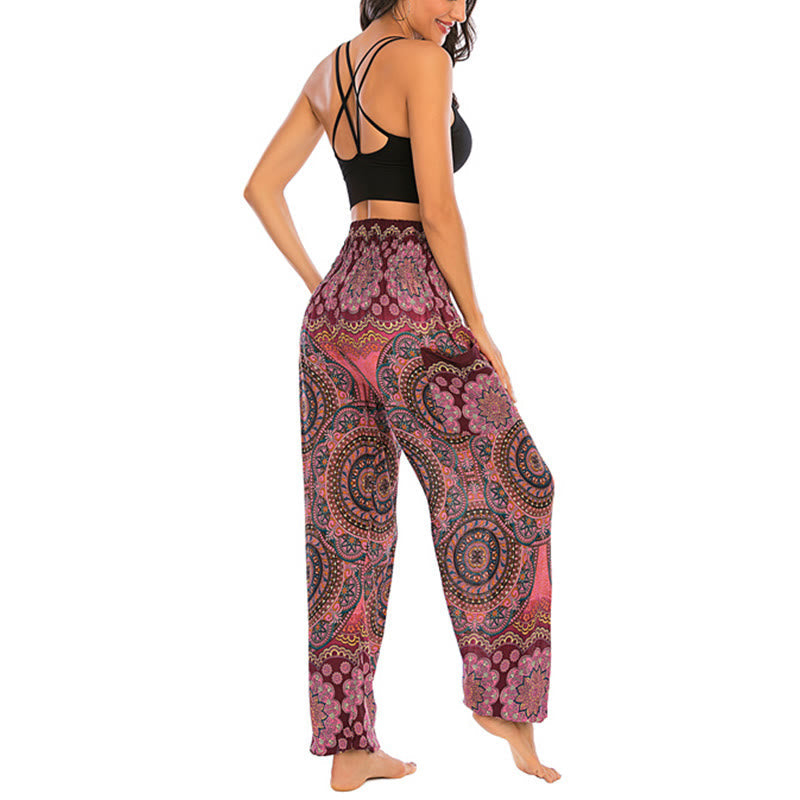 Foviel Boho Loose Round Geometric Pattern Harem Trousers Women's Yoga Pants