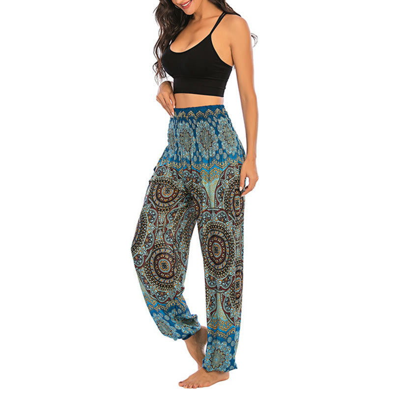 Foviel Boho Loose Round Geometric Pattern Harem Trousers Women's Yoga Pants
