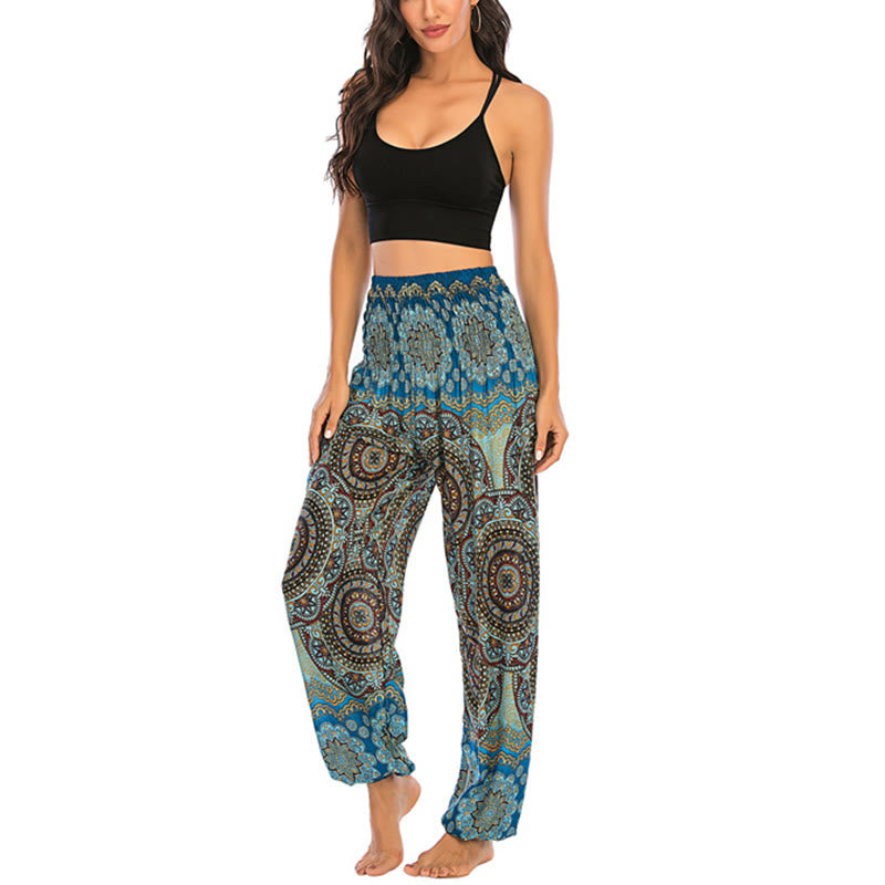 Foviel Boho Loose Round Geometric Pattern Harem Trousers Women's Yoga Pants