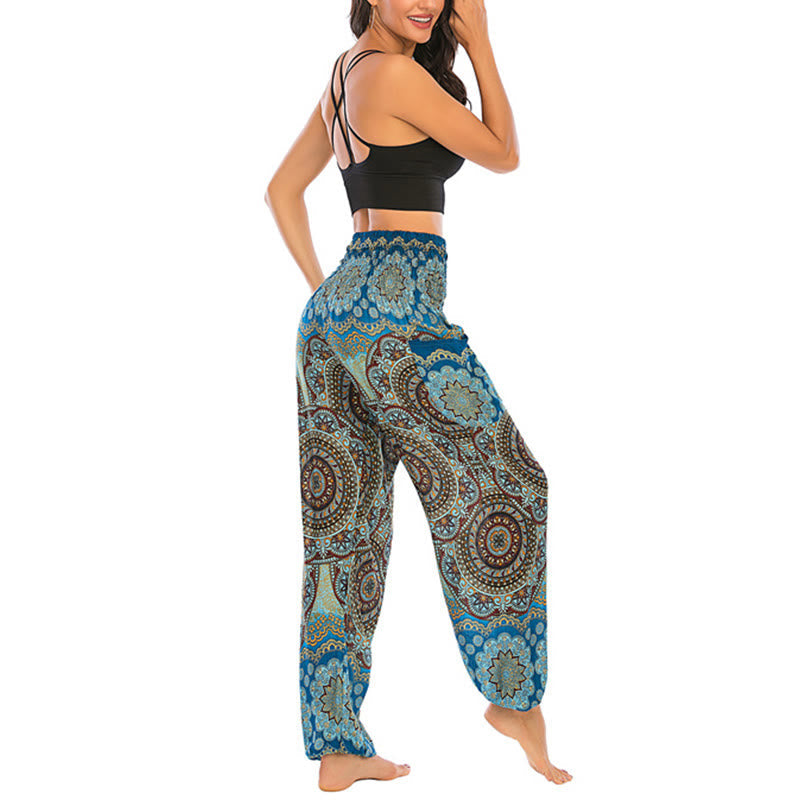 Foviel Boho Loose Round Geometric Pattern Harem Trousers Women's Yoga Pants