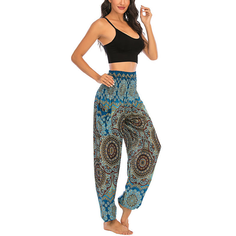 Foviel Boho Loose Round Geometric Pattern Harem Trousers Women's Yoga Pants