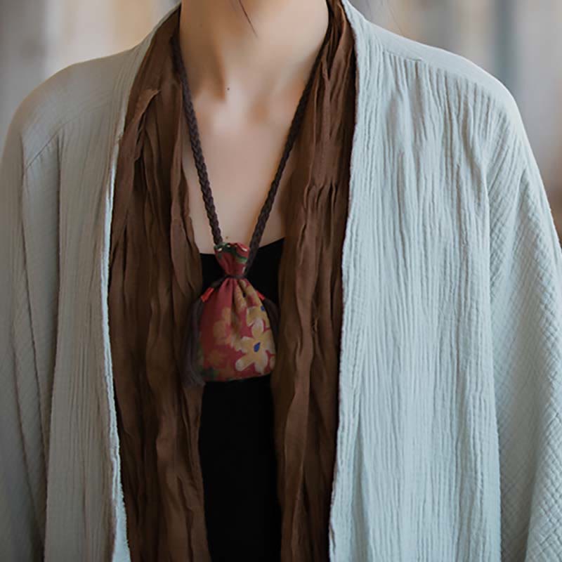 Foviel Einfarbiges Design Lange Ärmel Mantel Zen Meditation Open Front Top Baumwolle Jacke