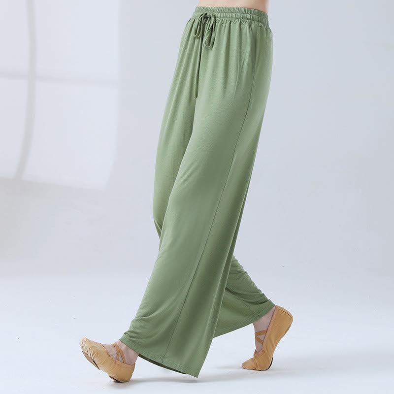 Buddha Stones Loose Modal Drawstring Wide Leg Pants For Yoga Dance - PaleGreen - US12,UK/AU16,EU44 (3XL) - image 0