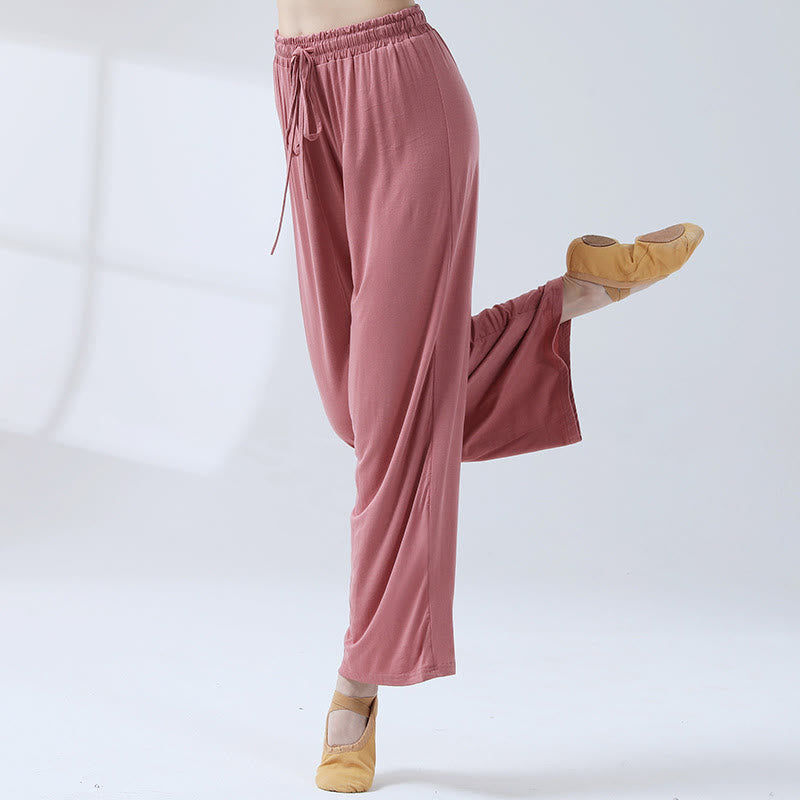 Buddha Stones Loose Modal Drawstring Wide Leg Pants For Yoga Dance - Palevioletred - US12,UK/AU16,EU44 (3XL) - image 4