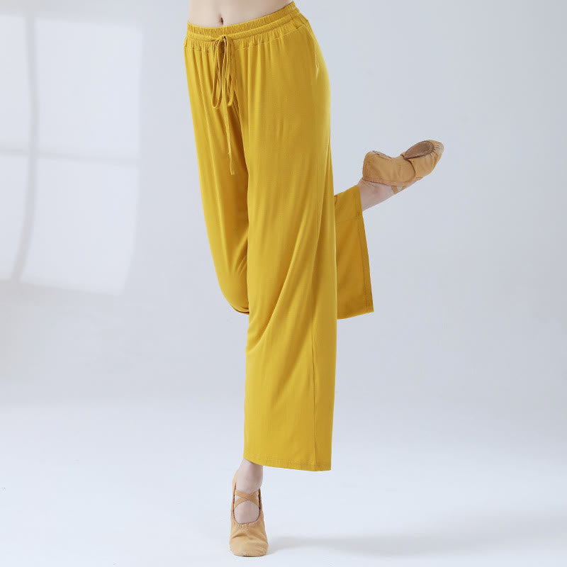 Buddha Stones Loose Modal Drawstring Wide Leg Pants For Yoga Dance - Yellow - US12,UK/AU16,EU44 (3XL) - image 13