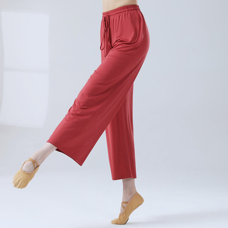 Buddha Stones Loose Modal Drawstring Wide Leg Pants For Yoga Dance - Red - US12,UK/AU16,EU44 (3XL) - image 21