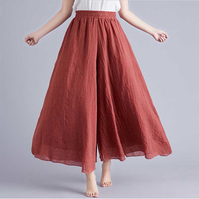 Buddha Stones Women Casual Loose Cotton Linen Wide Leg Pants For Yoga Dance - Red - US2,UK/AU6,EU34 (M) - image 49