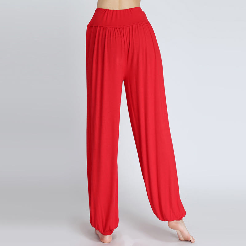 Foviel Solid Color Yoga Dance Long Harem Pants