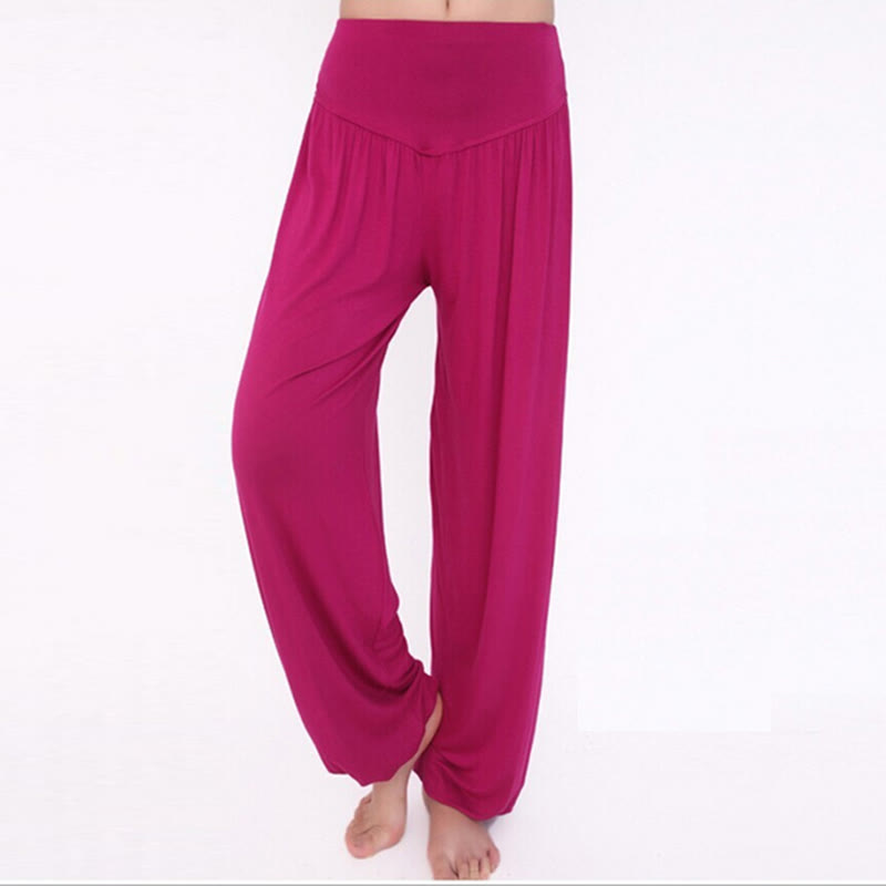 Foviel Solid Color Yoga Dance Long Harem Pants