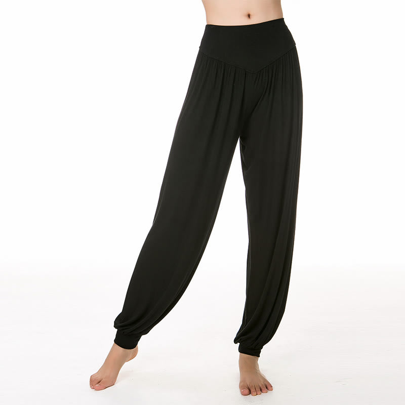 Foviel Solid Color Yoga Dance Long Harem Pants