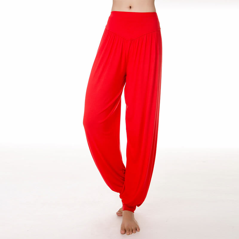 Foviel Solid Color Yoga Dance Long Harem Pants