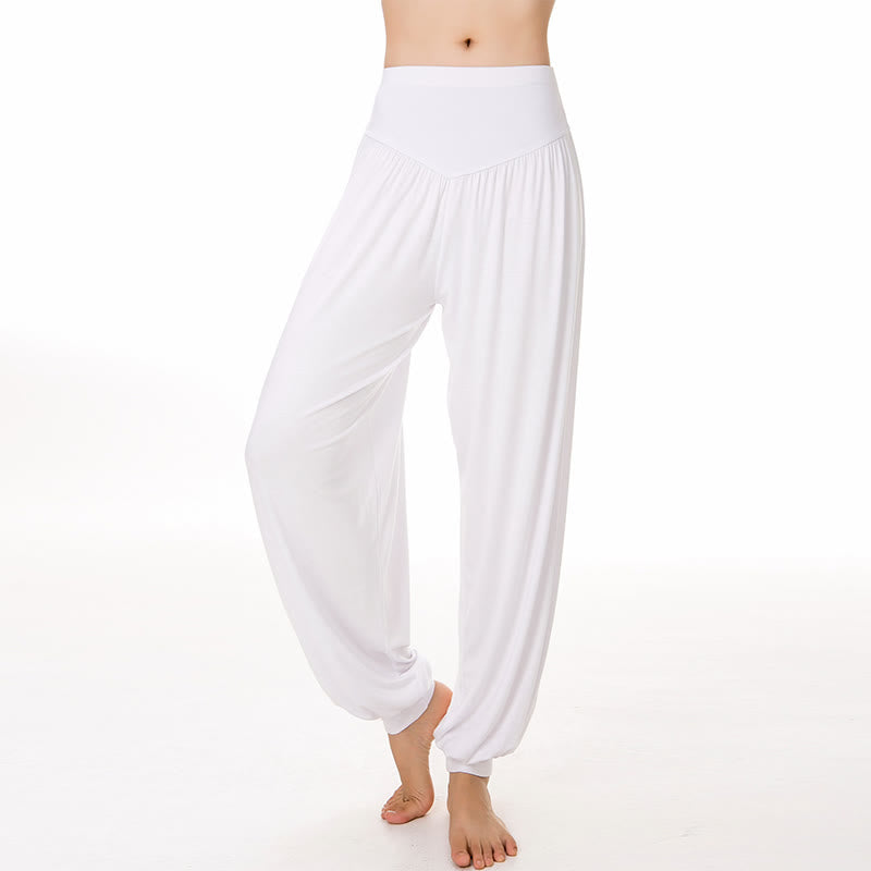 Foviel Solid Color Yoga Dance Long Harem Pants