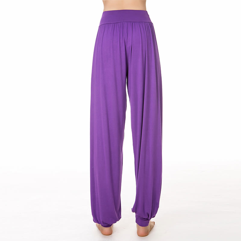 Foviel Solid Color Yoga Dance Long Harem Pants