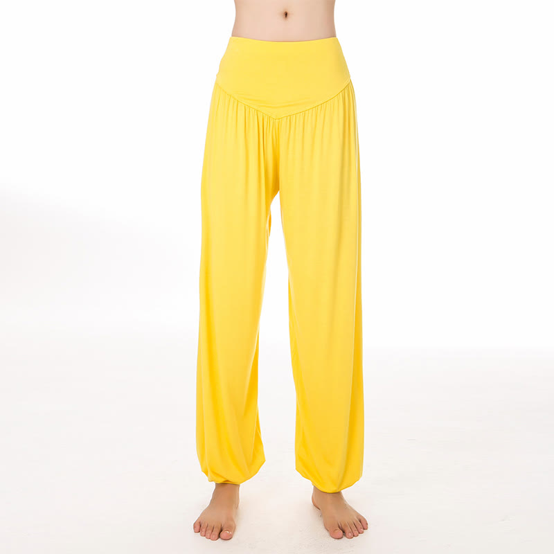 Foviel Solid Color Yoga Dance Long Harem Pants